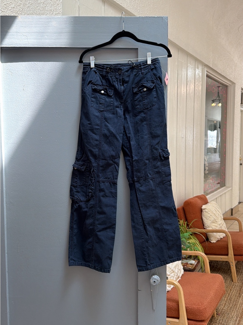 Womens Navy Cargo Pants - Classic Utility Style One size